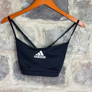 Adidas Women's Black Training Sports Bra Racerback Logo Athletic Workout